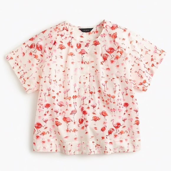 J. Crew Flamingo Print Boxy Crop Top NWT - Picture 4 of 6